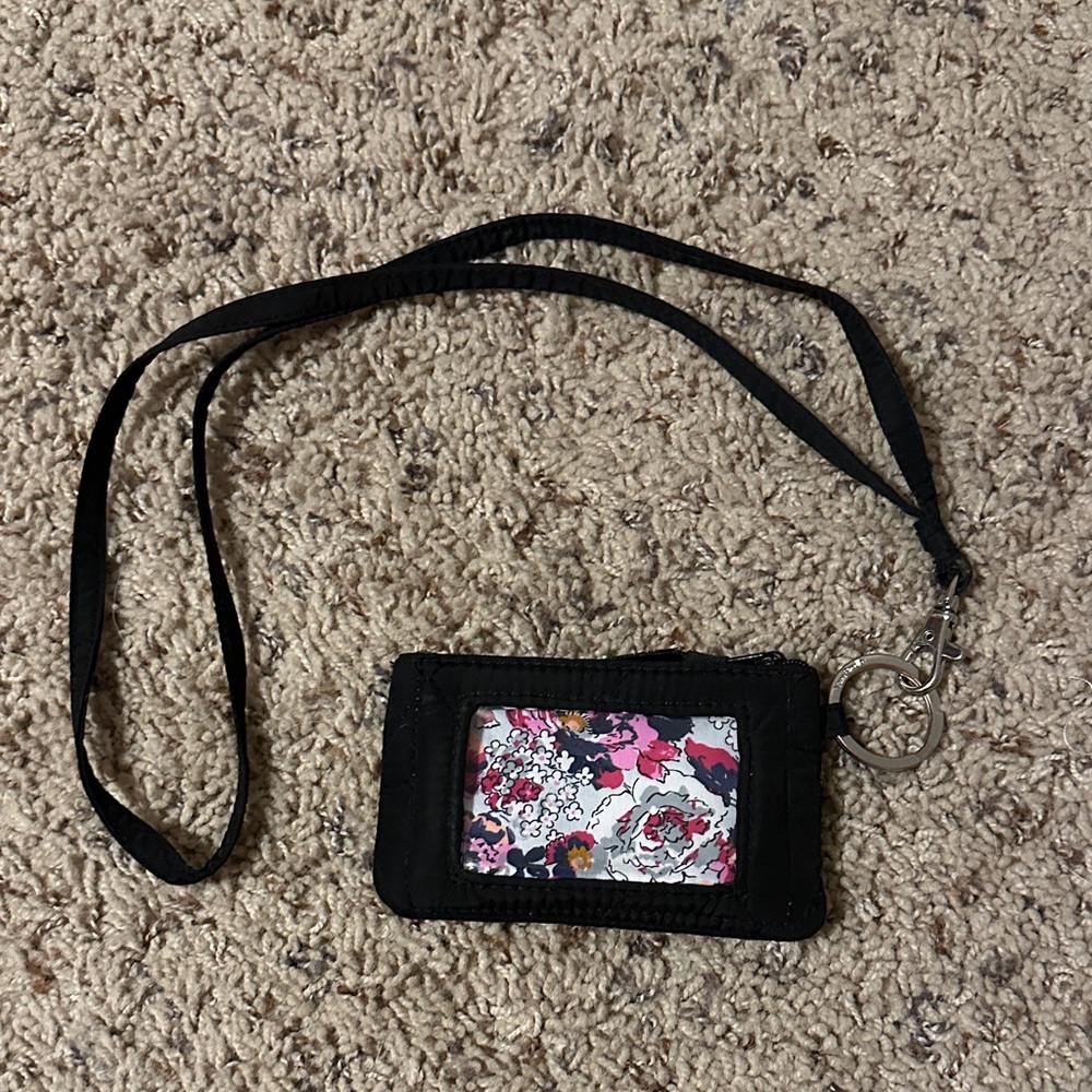 Black Vera Bradley ID Pouch and Lanyard